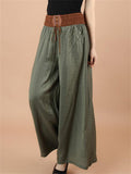 Loose Solid Color High Waist Wide Leg Pants