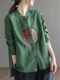 Women's Autumn New Cotton Linen Embroidered Loose Pretty Shirts