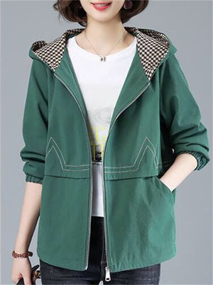 New Loose Hooded Casual Ladies Jackets