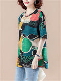 Loose Multicolor Printed Casual T-shirts