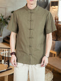 Comfort Short Sleeve Linen Blouse Shirt for Men