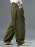 Men's Solid Color Wide Leg Pants With Pockets