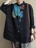 Ladies Vogue Spring Autumn Linen Oversized Chic Shirts