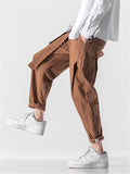 Casual Stripe Pants With Belt And Pockets