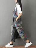 Fashion Printed Splice Denim Jumpsuits