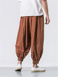 Drawstring Solid Color Linen Pants