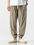 Linen Solid Color Breathable Jogger Pants