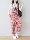 Coconut Tree Printed Button Jumpsuits