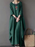 Loose Cotton Linen Solid Color Dress