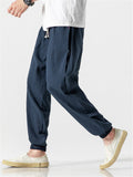 Linen Solid Color Breathable Jogger Pants