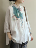 Ladies Vogue Spring Autumn Linen Oversized Chic Shirts