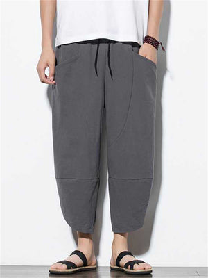 Casual Relaxed Nice Wide Leg Cropped Harem Pants For Men