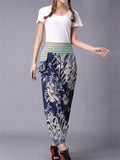 Chinese Dragon Printed Cotton Linen Harem Pants