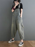 Washed New Spring Relaxed Retro Jumpsuits For Lady