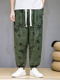 Men Floral Printed Casual Ankle Banded Pants