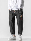 Men's Floral Embroidered Pocket Jeans