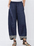 Casual Elastic Waist Patchwork Loose Pants