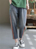 Patchwork Contrast Color Loose Female Jeans