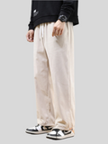 Straight Leg Corduroy Solid Warm Long Pants For Men