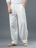 Men's Solid Color Wide Leg Pants With Pockets