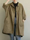 Vintage Solid Multipurpose Women's Long Coats