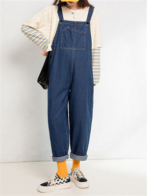 Casual Slim Denim Dungarees Sleeveless Young Women's Jumpsuits