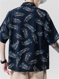 Leaf Hip Hop Casual Short Sleeve Male Shirts For Lovers