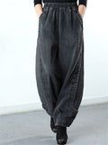 Elastic Waist Retro Wide Leg Jeans