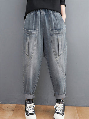 Loose Casual Multiple Pockets Harem Jeans