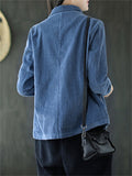 Retro Corduroy Loose Buttons Jackets