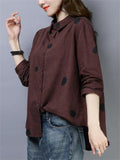 Cotton Linen Polka Dot Casual Shirts