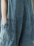 Casual Ripped Wide Leg Denim Jumpsuits