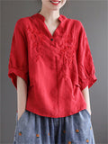 Retro Simple Embroidered Women's Shirts