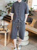 Half Sleeve Retro Chinese Style Men's Outfits