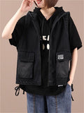 Casual Hooded Korean Style Loose Slimming Vest Jackets For Women