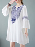 Cotton Linen Half Sleeve Summer Lady Dresses