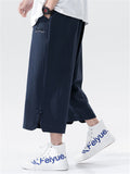 Loose Drawstring Solid Color Cropped Pants