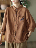 Women's Elegant Cotton Linen Long Sleeve Casual Shirts