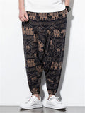 Fashion Printed Ankle-Banded Pants With Pockets