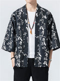 Retro Cranes Printed Cardigan Loose Jackets