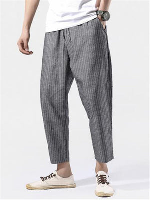 Men's Fashion Stripe Cropped Pants