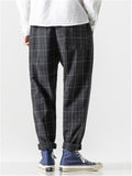 Retro Plaid Loose Straight Leg Pants