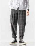 Casual Plaid Thick Harem Pants With Belt