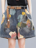 Thin Printed Loose Short Jeans