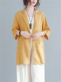 Simple Solid Color Linen Jackets Coat