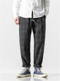 Retro Plaid Loose Straight Leg Pants