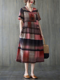 Contrast Color Plaid Loose Dresses