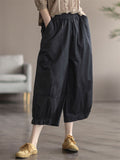 Female Summer Cotton Linen Retro Cropped Pants