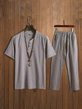 Men's Comfy Cotton Linen Shirt Pants Set