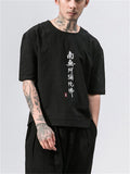 Namo Amitabha Printed Linen T-shirt for Men